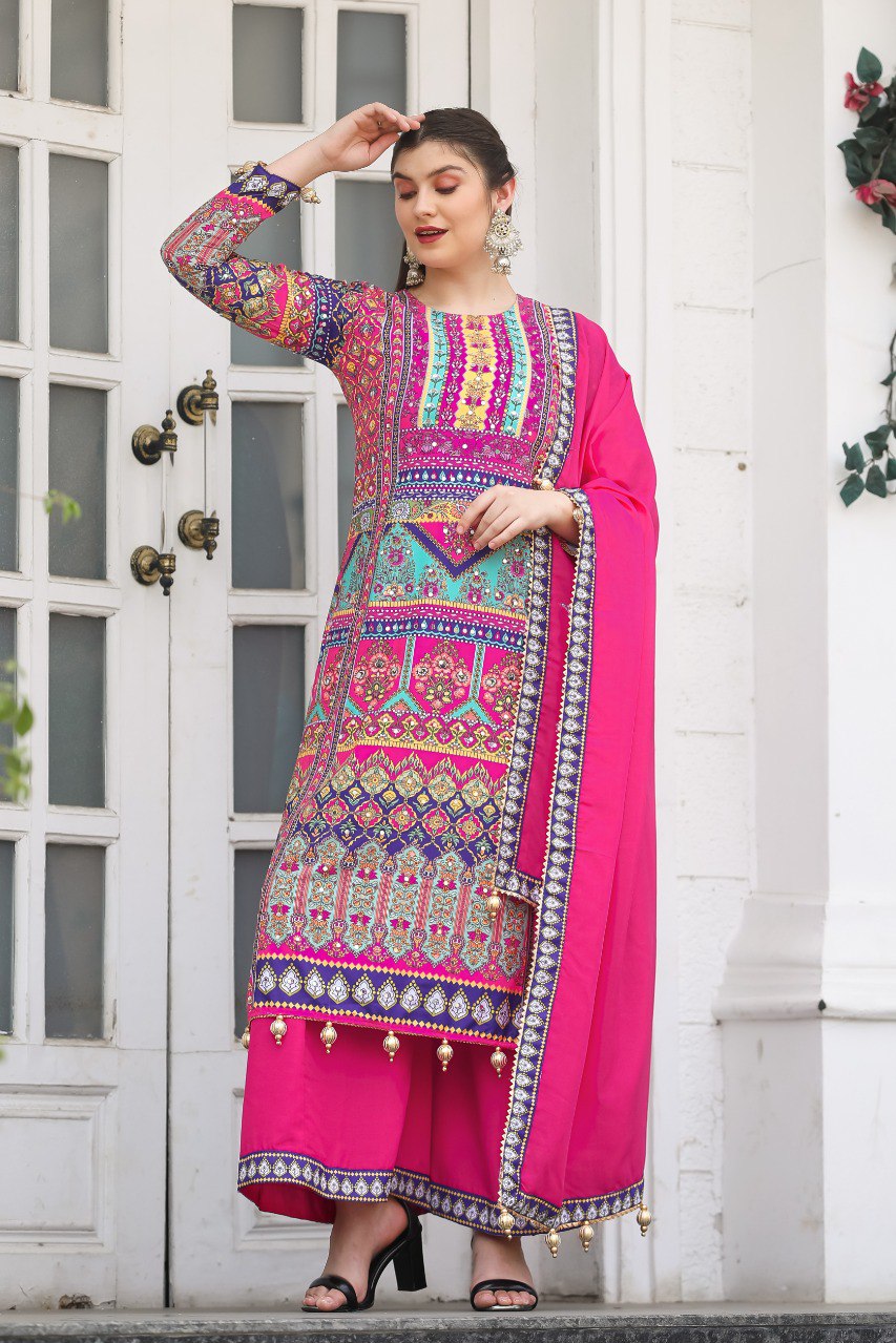 Most Beautiful Pink Kurta Set With Dupatta 