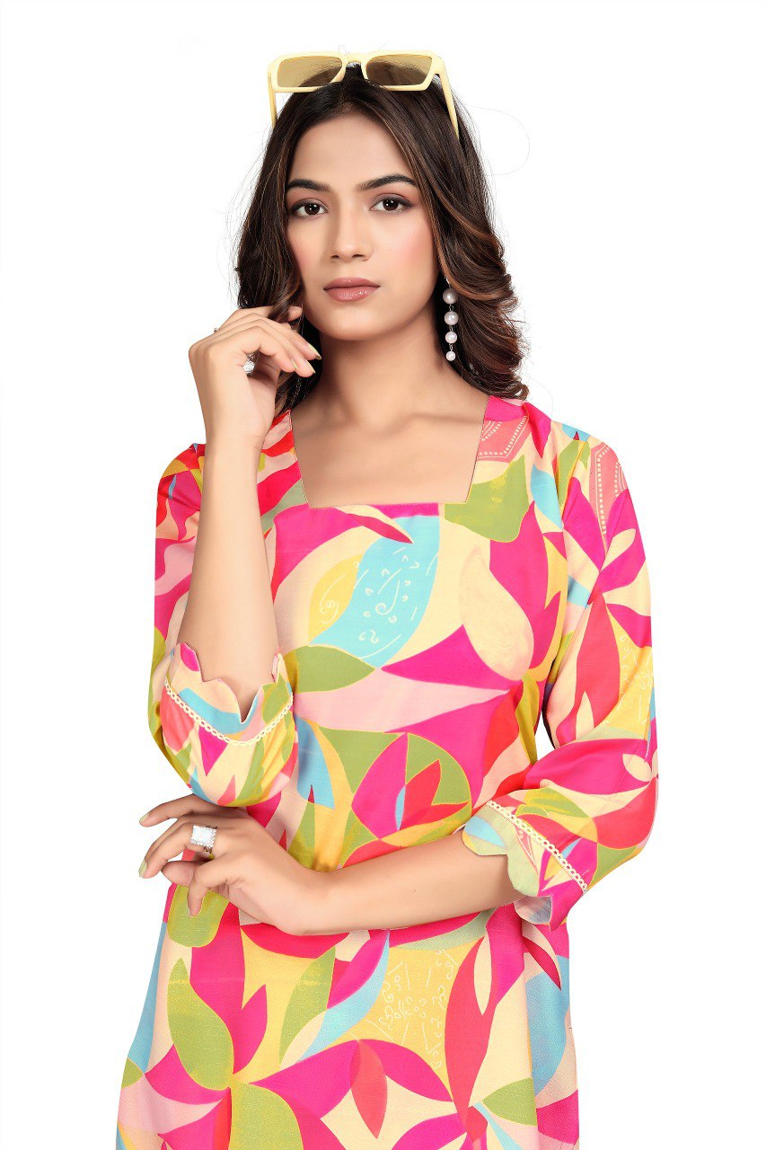 Most Beautiful Multi Kurti With Pant