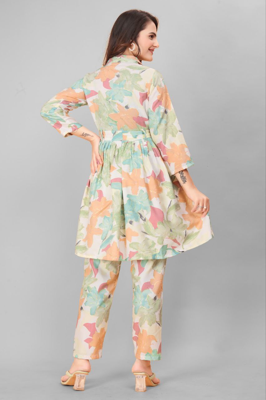 Most Beautiful Multi Color Printed Top And Plazzo Co Ord Set