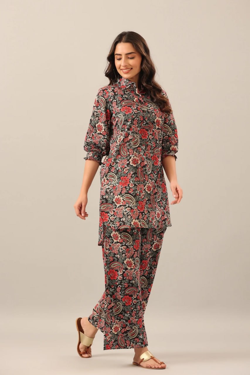 Most Beautiful Multi Color Printed Top And Plazzo Co Ord Set