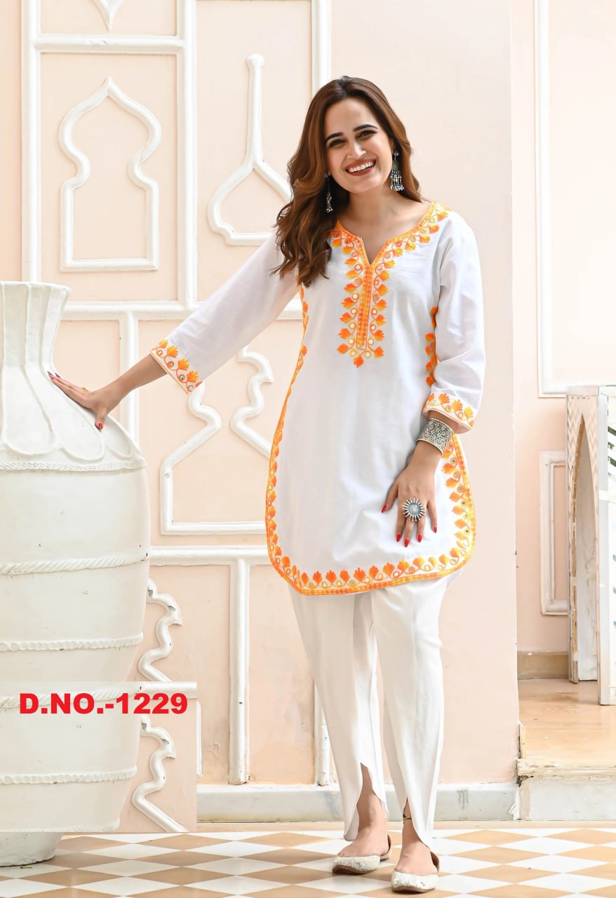 Most Beautiful White Solid Embroidered Co Ord Set For Women