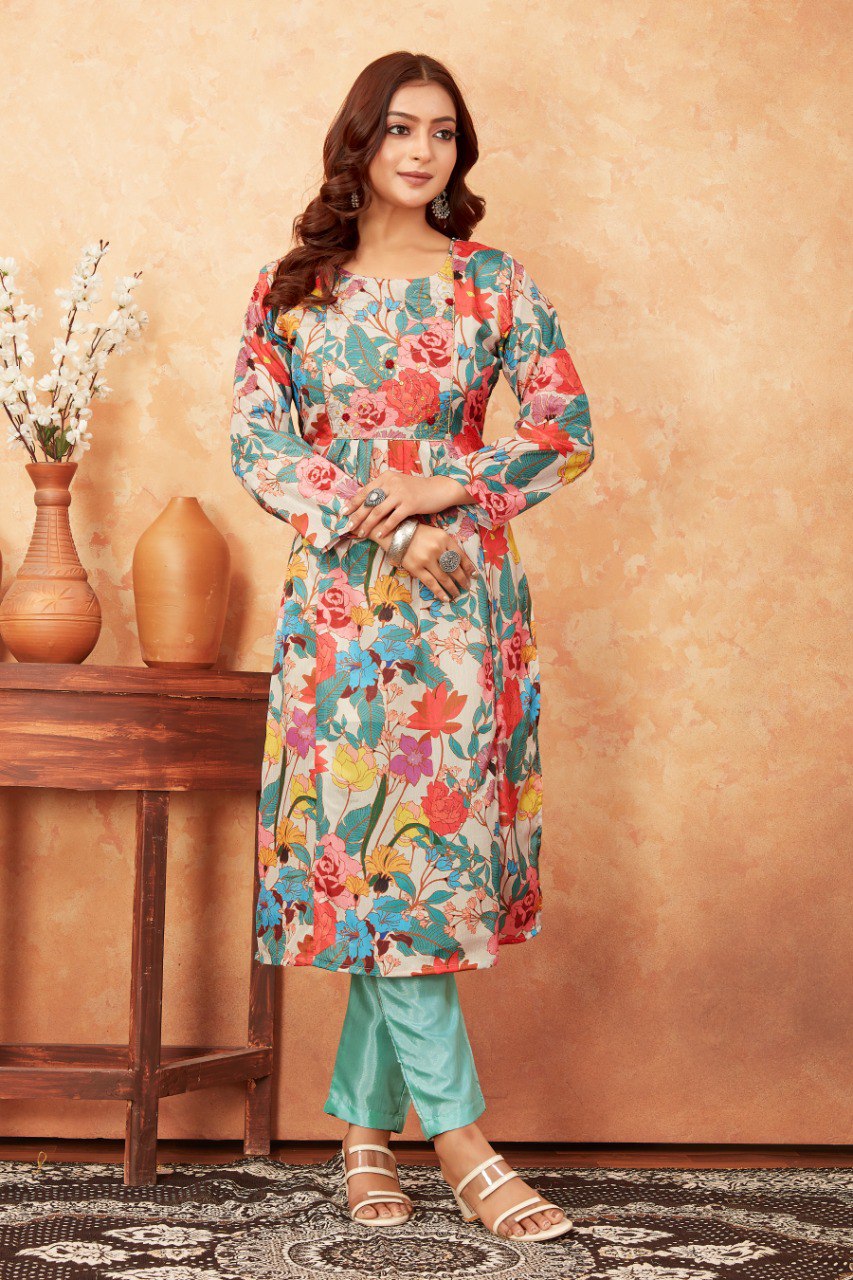 Most Beautiful Rama Kurti With Pant