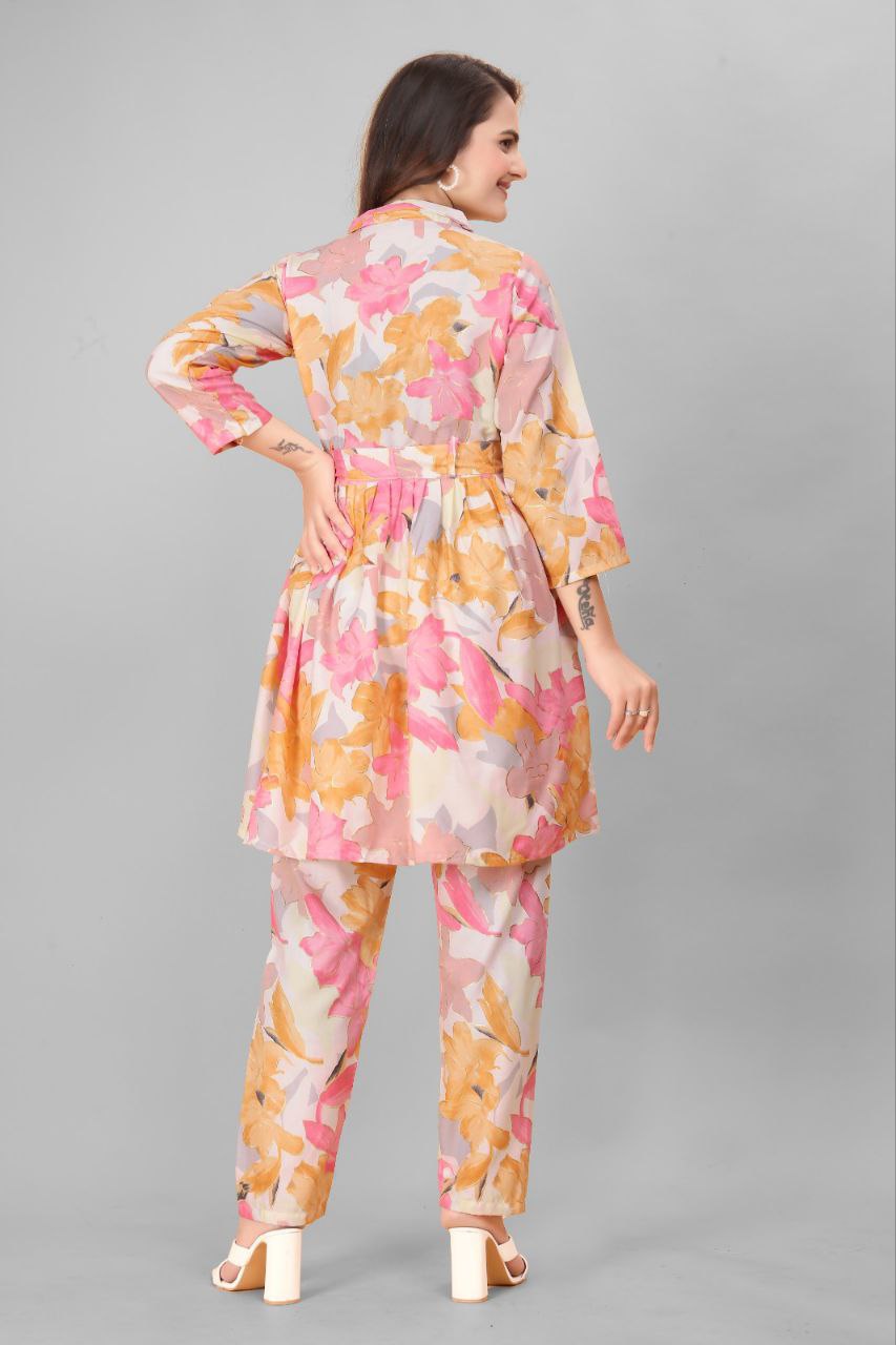 Most Beautiful Multi Color Printed Top And Plazzo Co Ord Set