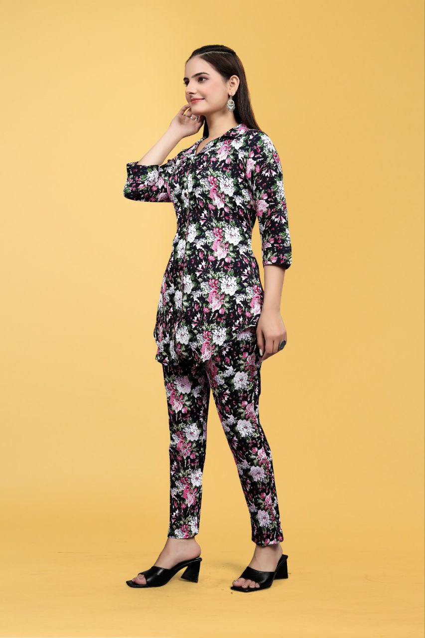 Most Beautiful Multi Color Printed Top And Plazzo Co Ord Set