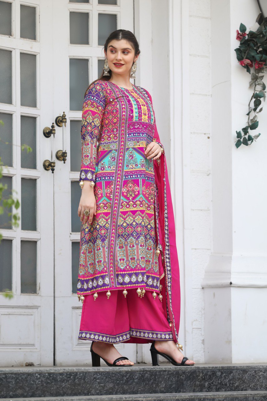 Most Beautiful Pink Kurta Set With Dupatta 