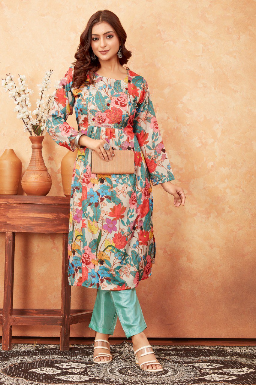 Most Beautiful Rama Kurti With Pant