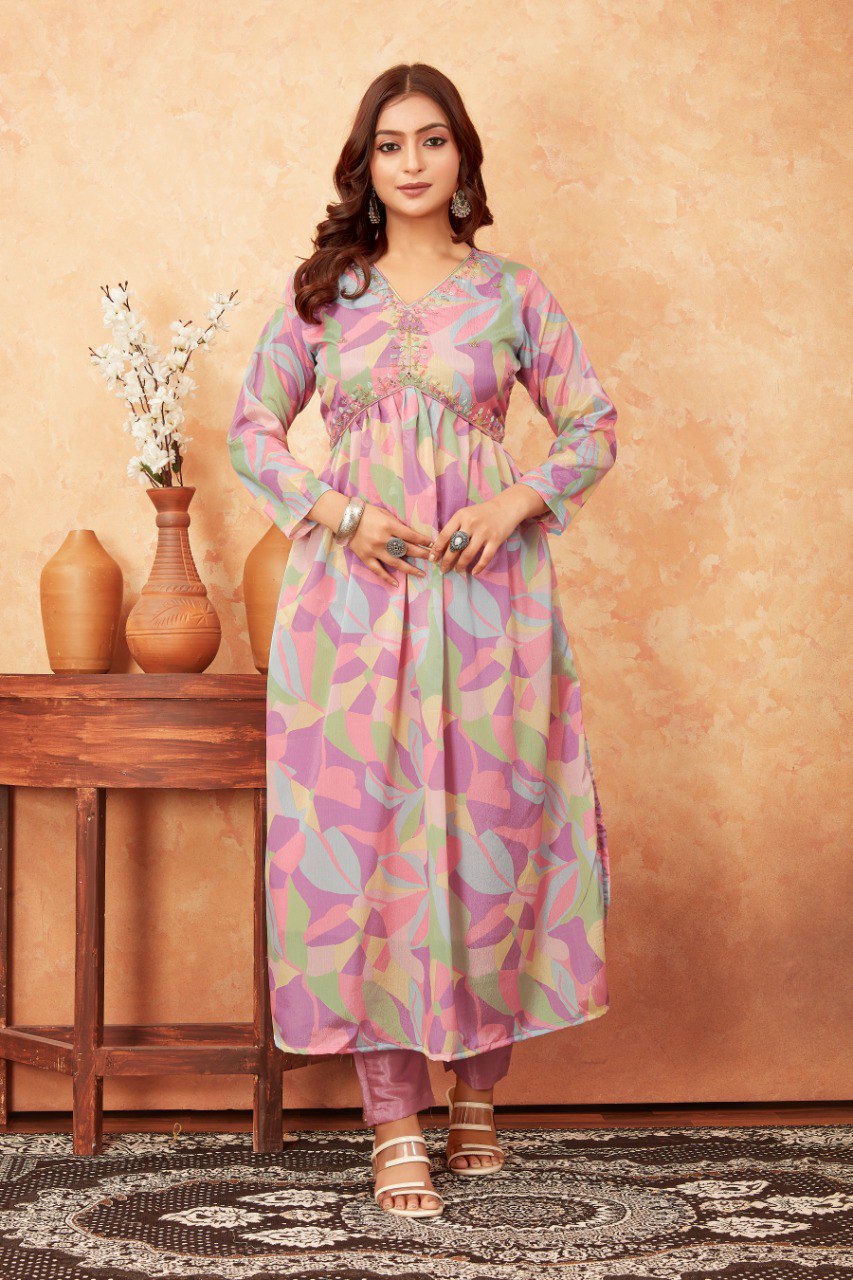 Most Beautiful Pink Kurti With Pant