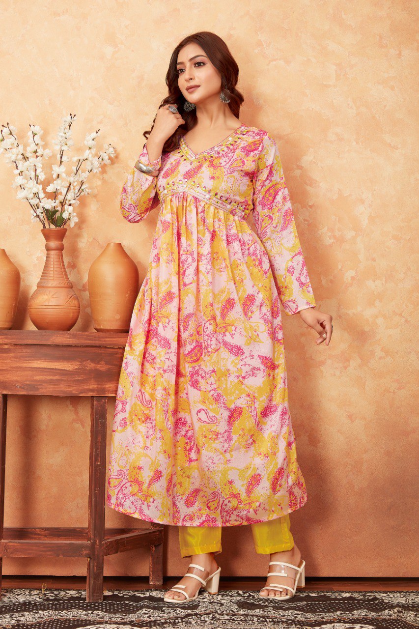 Most Beautiful Yellow Kurti With Pant