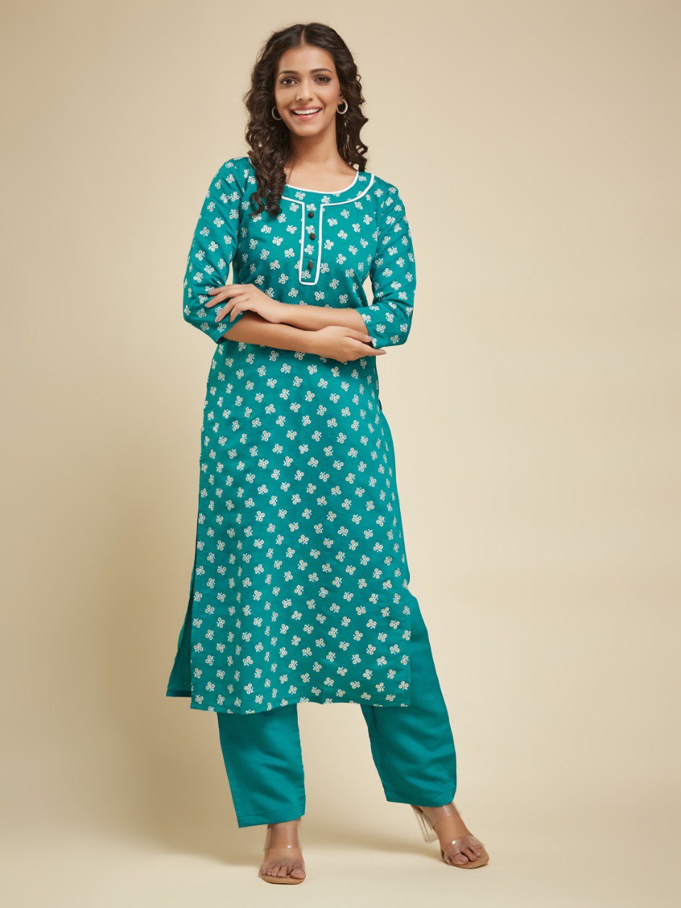 Most Beautiful Rama Designer Kurta Suit Set On Heavy Viscose Fabric With Inner