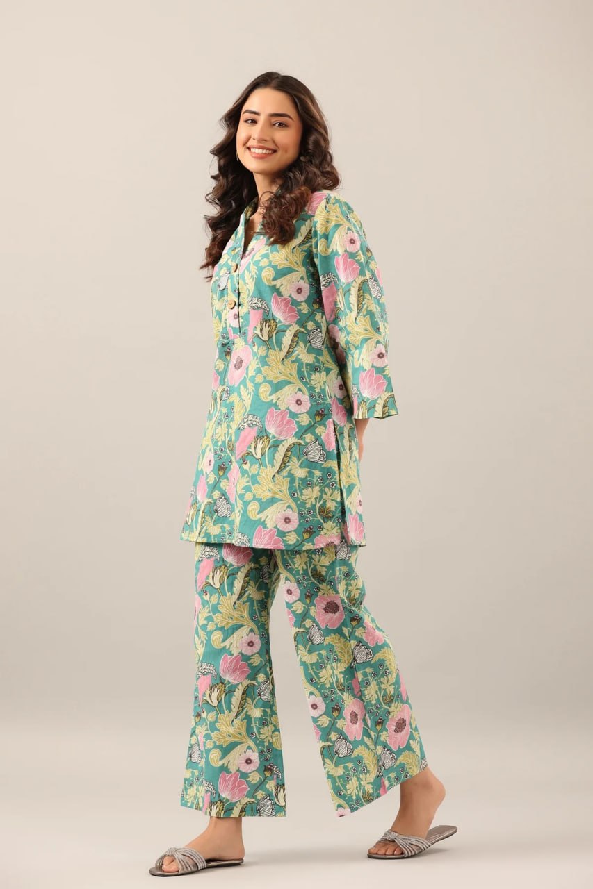 Most Beautiful Multi Color Printed Top And Plazzo Co Ord Set