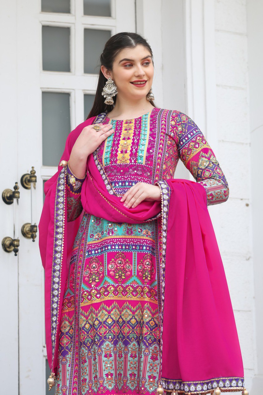 Most Beautiful Pink Kurta Set With Dupatta 