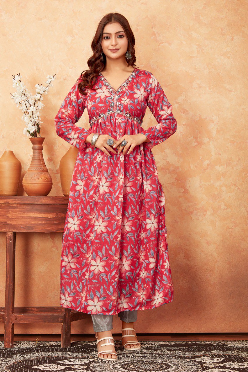 Most Beautiful Pink Kurti With Pant