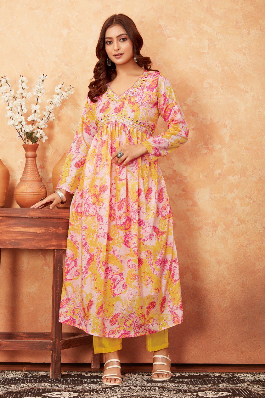 Most Beautiful Yellow Kurti With Pant