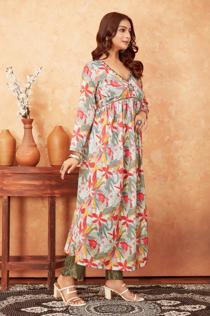 Most Beautiful Multi Kurti With Pant