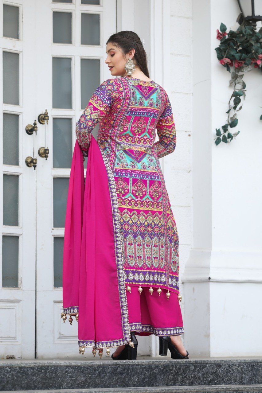 Most Beautiful Pink Kurta Set With Dupatta 