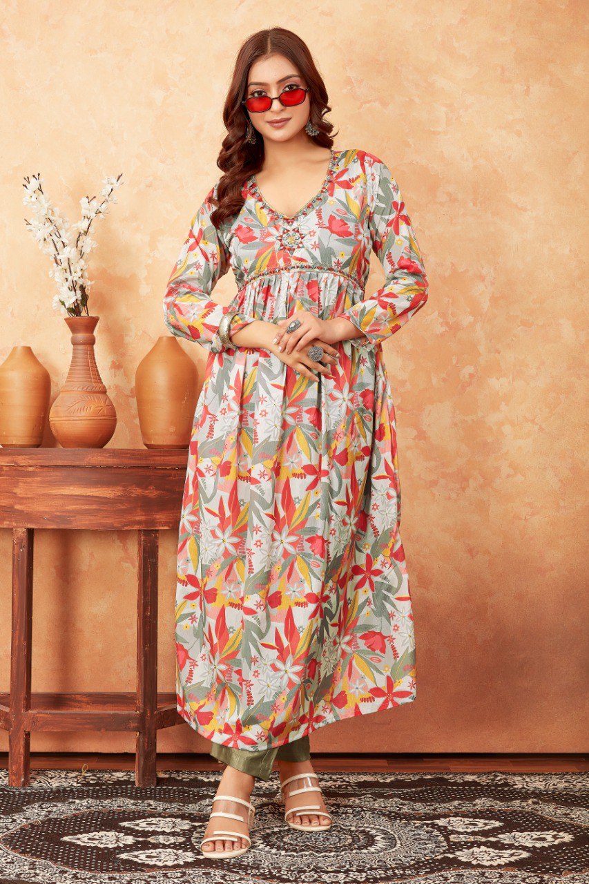 Most Beautiful Multi Kurti With Pant