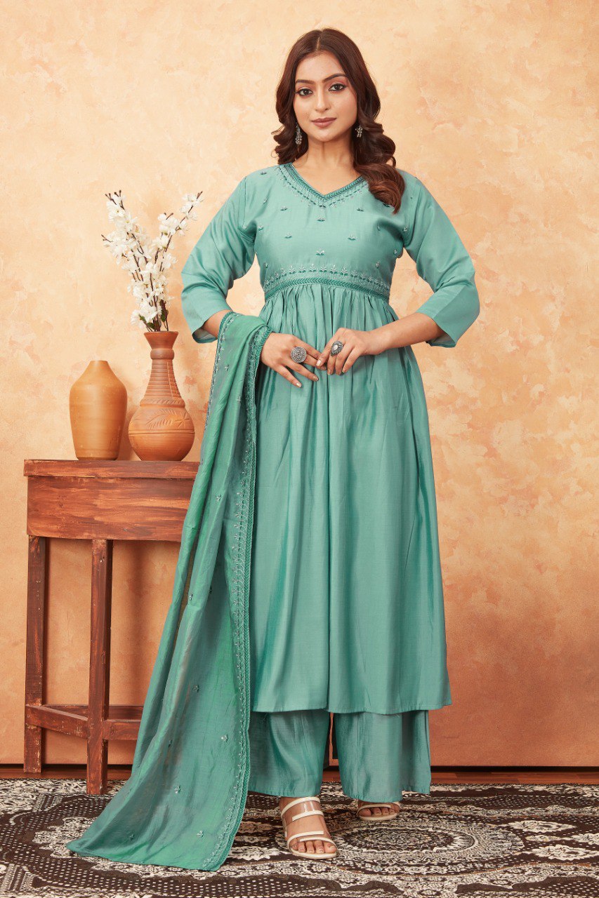 Most Beautiful Rama Kurta Set With Dupatta