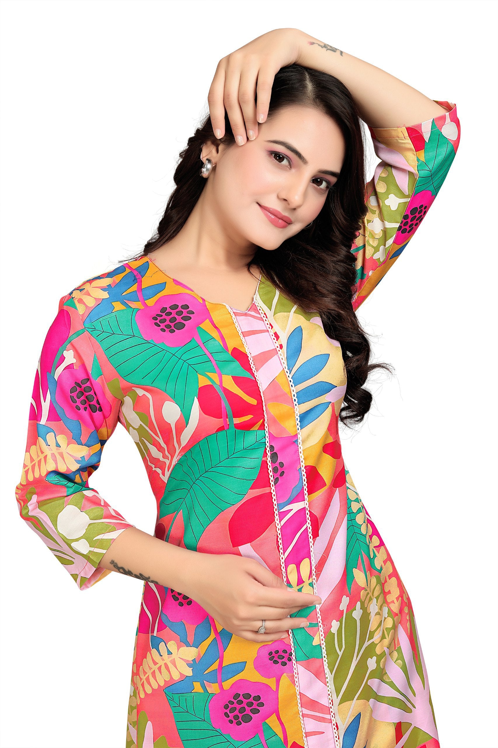 Most Beautiful Multi Color Printed  Top And Plazzo Co Ord Set