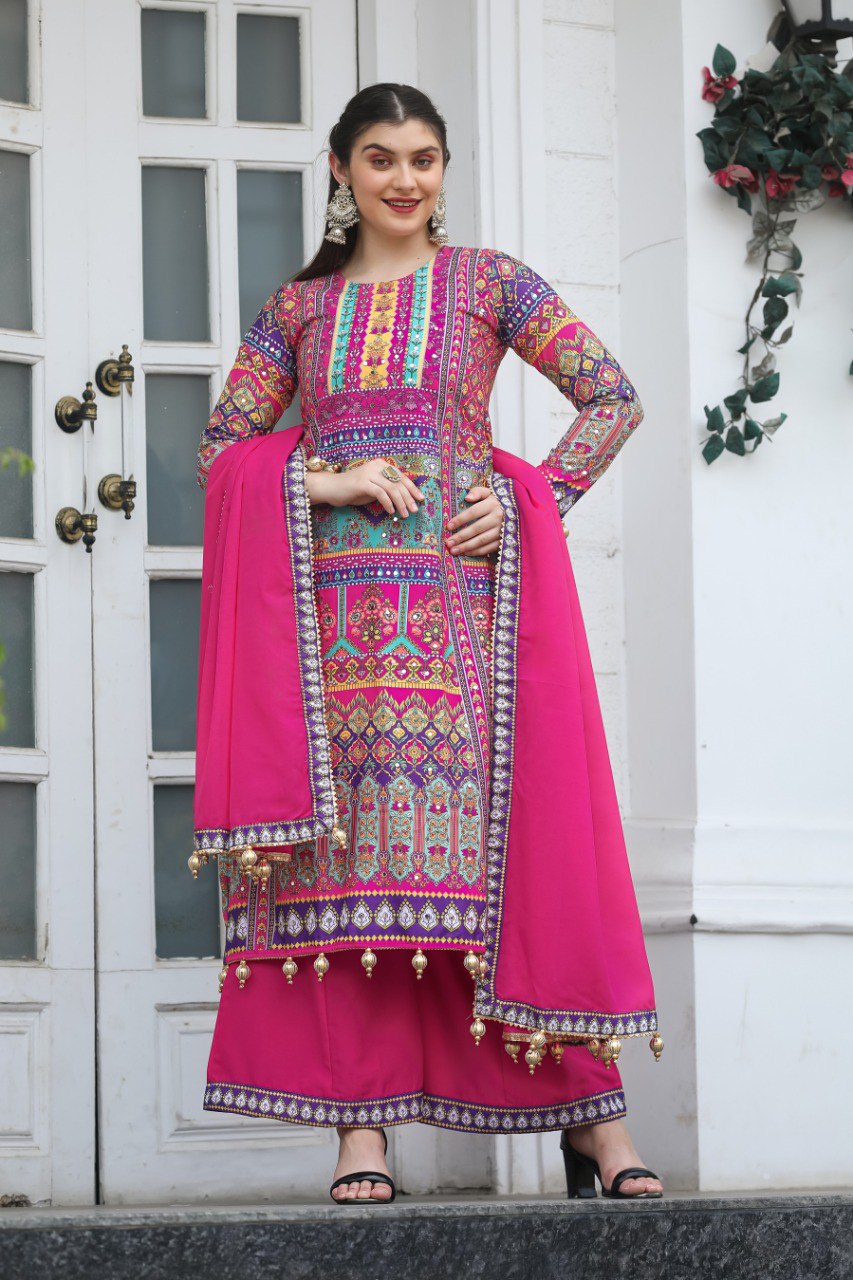 Most Beautiful Pink Kurta Set With Dupatta 