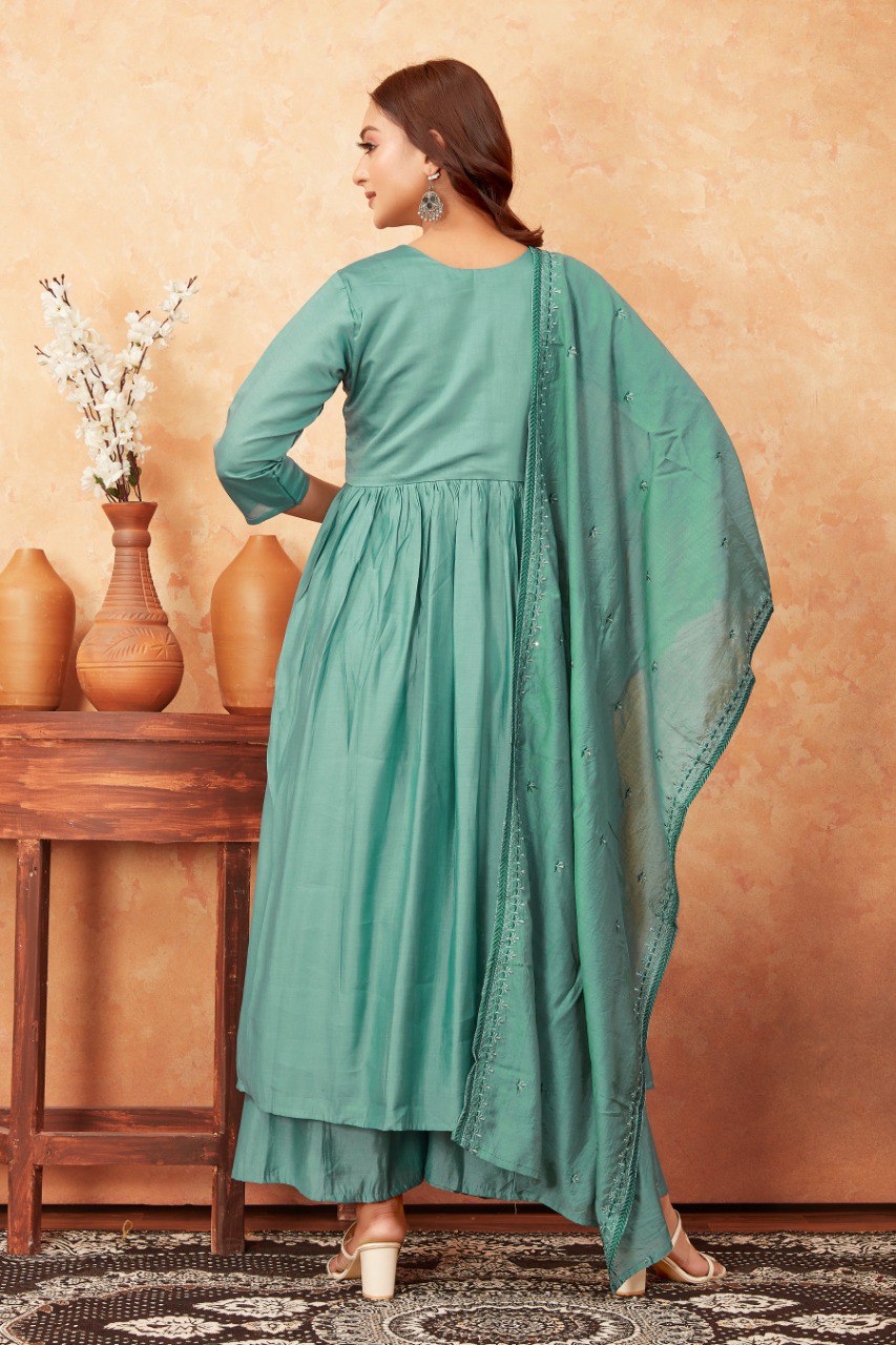 Most Beautiful Rama Kurta Set With Dupatta