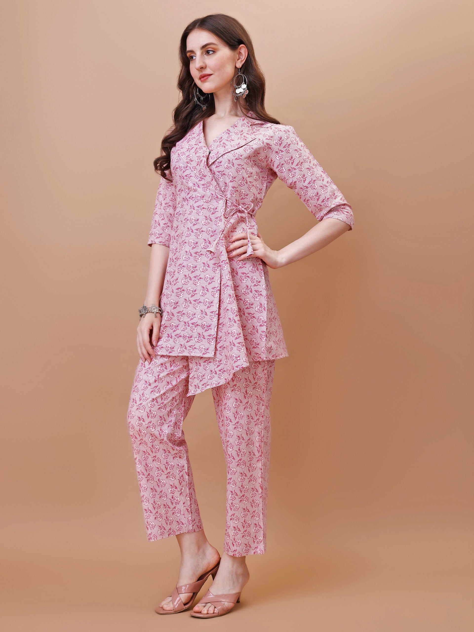 Most Beautiful Pink Color Printed Top And Plazzo Co Ord Set