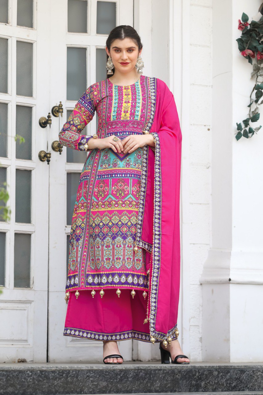 Most Beautiful Pink Kurta Set With Dupatta 