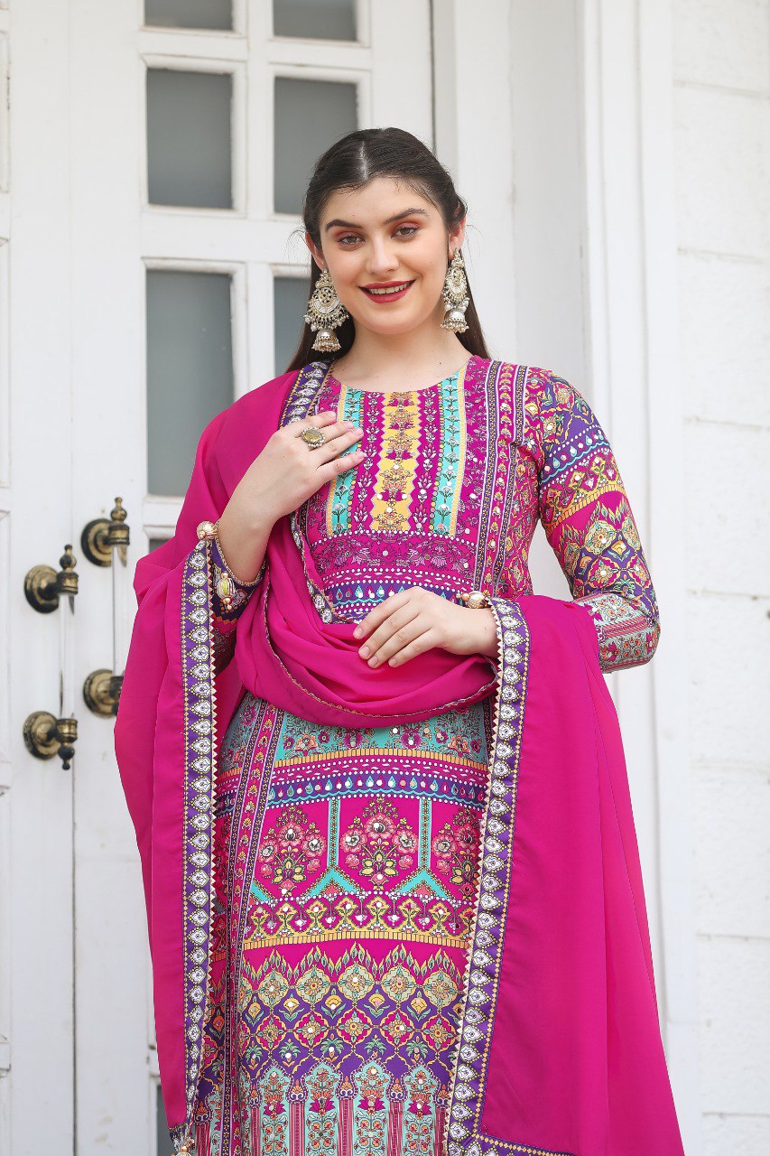 Most Beautiful Pink Kurta Set With Dupatta 