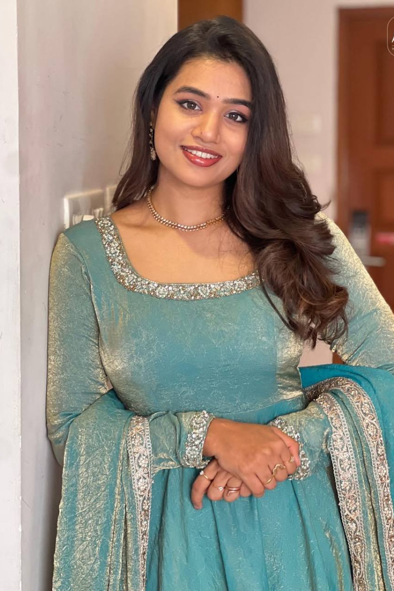 Embroidered Sky Blue Heavy Fandy Silk Gown