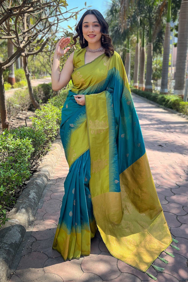 Soft Moonga Silk Sarees in Sky Blue with Zari Designs
