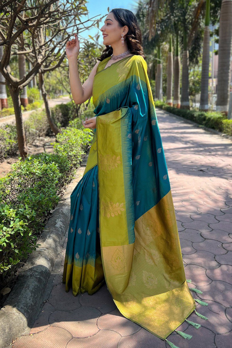 Soft Moonga Silk Sarees in Sky Blue with Zari Designs