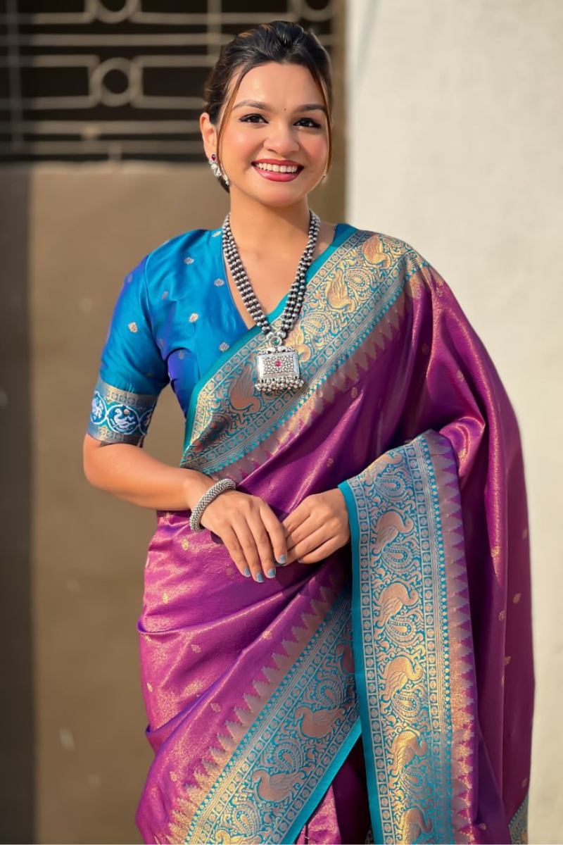 Silk sarees with flower designs by Violet Katki