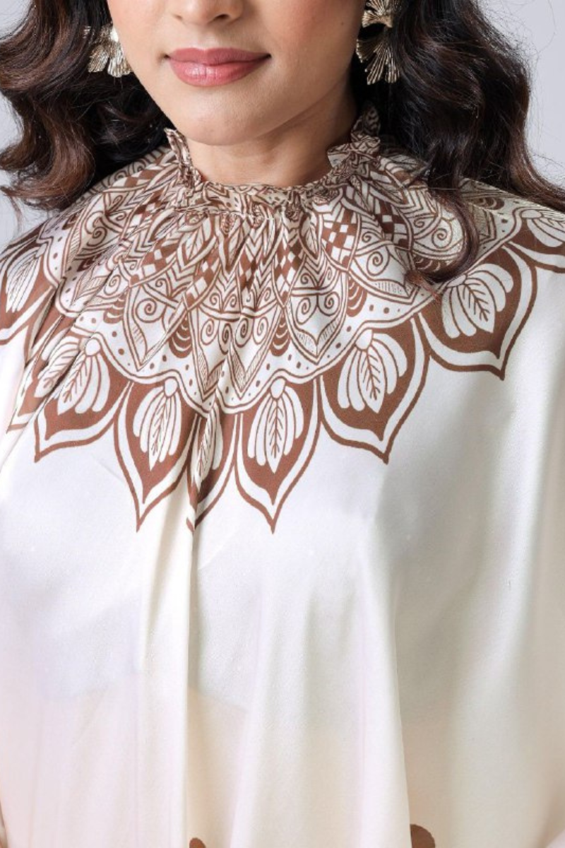 Digital Printing of White Satin Creap Silk Saree