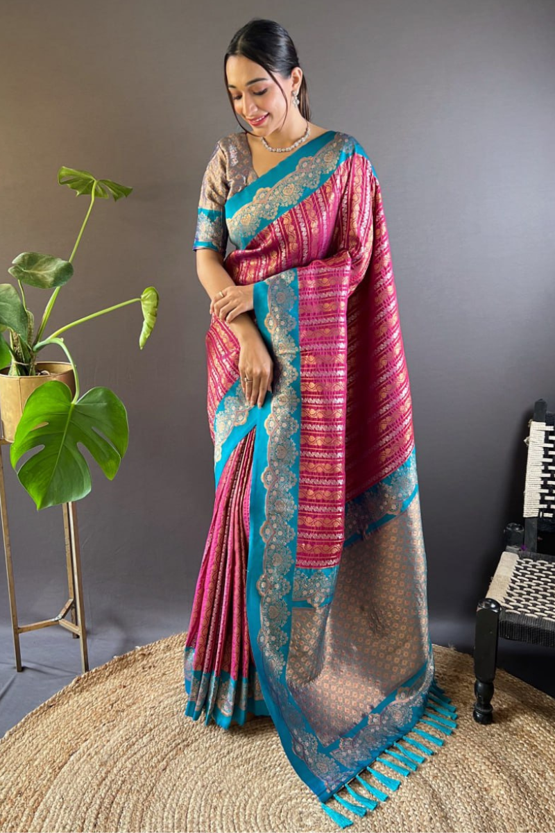Sarees made of wine-soft silk with two original zari