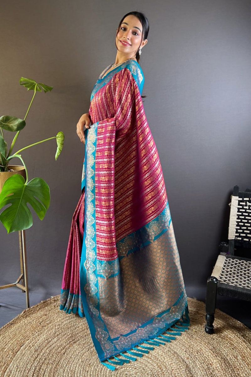 Sarees made of wine-soft silk with two original zari