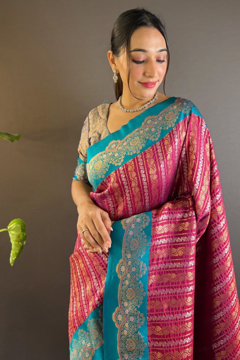 Sarees made of wine-soft silk with two original zari